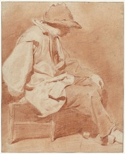 Sitzender Mann mit Mütze, seine linke Hand auf seinem Knie, nach rechts von Cornelis Pietersz. Bega