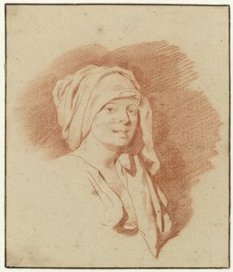 Studie einer Frau, Büste, mit Kopfbedeckung, nach rechts gewandt von Cornelis Pietersz. Bega