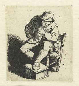 Sitzender Bauer mit Pfeife in der linken Hand von Cornelis Pietersz. Bega