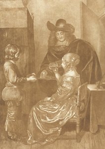 Herr und Dame mit Page von Cornelis Ploos van Amstel (signed by artist)