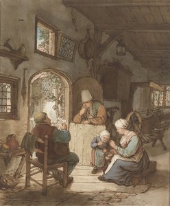 Zeitungsleser im Interieur von Cornelis Ploos van Amstel (signed by artist)