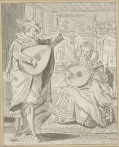 Herr und Dame beim Lautenspiel von Cornelis Ploos van Amstel