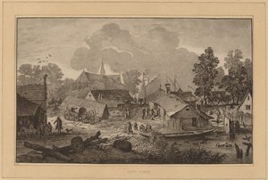 Dorf mit Teich von Cornelis Ploos van Amstel