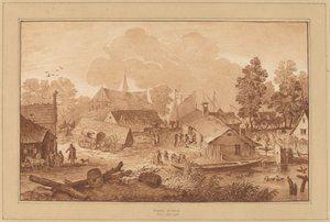 Dorf mit Teich von Cornelis Ploos van Amstel