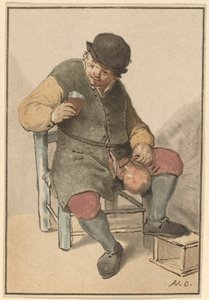 Sitzender Bauer mit Krug von Cornelis Ploos van Amstel after Adriaen