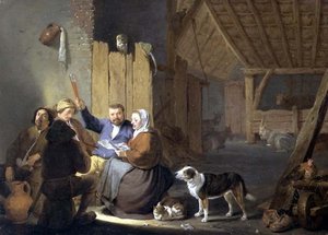 Bauer trinkt in einer Scheune, 1634 von Cornelis Saftleven