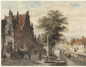 Ansicht des Kanals in Hasselt von Cornelis Springer