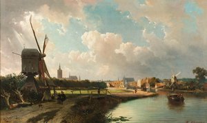 Blick auf Den Haag vom Delftse Vaart im siebzehnten Jahrhundert von Cornelis Springer