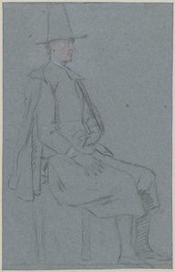 Sitzender Quäker, Profil nach rechts, mit einer Hand auf dem Oberschenkel von Cornelis Troost