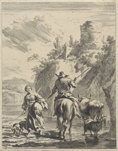 Hirte und Hirtin bei einer Festung von Cornelis Visscher (II)