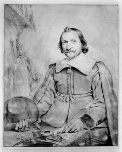 Halbfigurenbildnis eines bärtigen Mannes an einem Tisch sitzend von Cornelis Visscher