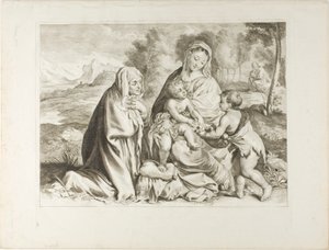 Die Heilige Familie mit Johannes dem Täufer und der Heiligen Elisabeth, aus dem Kabinett Reynst von Cornelis Visscher