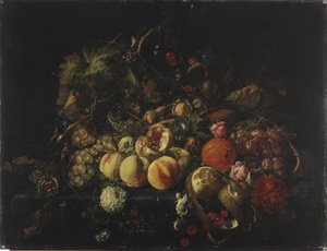 Stillleben mit Blumen und Früchten