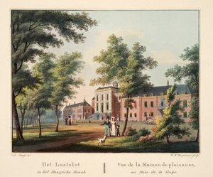 Het Lustslot im Haagsche Bosch. Vue de la Maison de plaisance, au Bois de la Haije, 1825