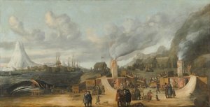 Die Walöl-Raffinerie in der Nähe des Dorfes Smerenburg von Cornelis de Man