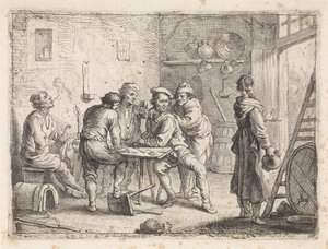 Frau verlässt die Herberge von Cornelis de Wael