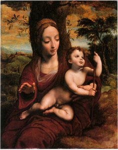 Die Madonna und das Kind in einer Landschaft
