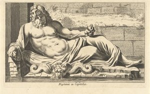 Statue von Neptun am Brunnen auf dem Kapitol in Rom