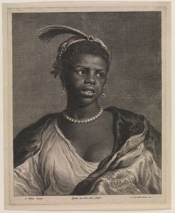Porträt einer afrikanischen Frau mit Perlenkette von Cornelis van Dalen