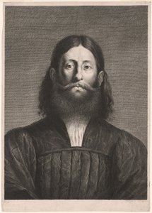 Porträt eines bärtigen Mannes (sogenanntes Porträt von Giorgione), aus Cabinet Reynst; Variarum imaginum a celeberrimis artificibus pictarum Caelaturae von Cornelis van Dalen II
