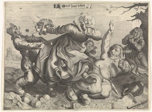 Eine Frau, die ihren Mann tritt von Cornelis van Kittensteyn