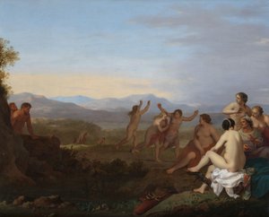 Satyrn spähen auf Nymphen
