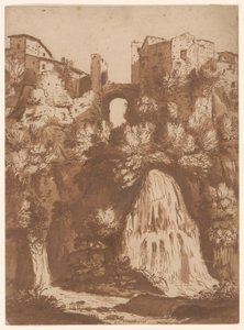 Ansicht von Tivoli mit der Brücke über den Anio-Wasserfall