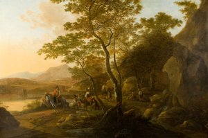 Landschaft mit Figuren, c.1655-1710 von Cornelis van Swanenburgh