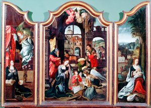 Anbetung der Hirten, Triptychon, spätes 15. bis frühes 16. Jahrhundert von Cornelius Engebrechtsz