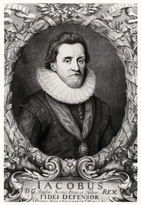 Porträt von James I., König von Großbritannien, graviert von R. White, 1669