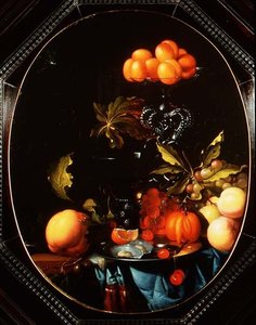 Stillleben mit Kürbissen, Früchten und Austern von Cornelius Janssen van Ceulen