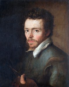 Selbstporträt eines unbekannten Malers mit Palette und Pinseln von Cornelius Ketel