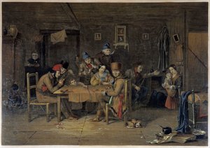 Französische Siedler in Kanada beim Kartenspielen - Gemälde von Krieghoff von Cornelius Krieghoff