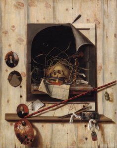 Atelierwand und Vanitas-Stillleben von Cornelis Norbertus Gijsbrechts