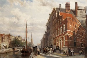 Ansicht des Makelaers Comptoir an der Nieuwezijds Voorburgwal, Amsterdam, 1883 von Cornelis Springer
