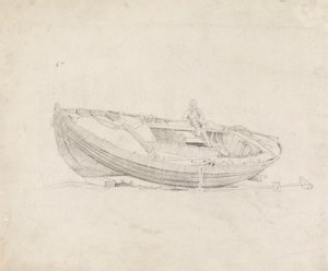 Studie eines vertäuten Bootes mit sitzender Figur von Cornelius Varley