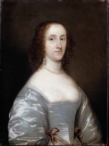 Porträt einer Dame in Weiß von Cornelius the elder Johnson