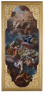 St. Helena und der Kaiser Konstantin werden von der Jungfrau Maria der Heiligen Dreifaltigkeit vorgestellt von Corrado Giaquinto