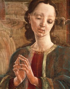 Verkündigung, Orgelklappe im Dom von Ferrara von Cosimo Tura