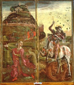 St. Georg und der Drache, von einem Polyptychon, 1469 von Cosimo Tura