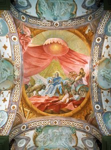 Kloster Sankt Emmeran, seit 1812 Residenz der Fürsten Thurn und Taxis: Deckenfresko in der Bibliothek, König Salomo