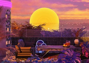 Neon Sonnenuntergang Terrasse