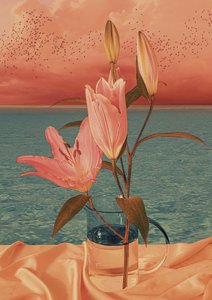 Rosa Lilien Meer Sonnenuntergang von CosmoZach