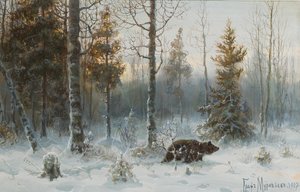 Winterlandschaft mit Bär, 1907 von Count Vladimir Leonidovich Muravyov
