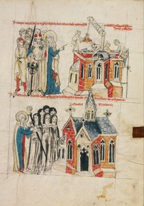 Hedwig und das neue Kloster; Nonnen aus Bamberg siedeln sich im neuen Kloster an von Court workshop of Duke Ludwig I of Liegnitz and Brieg