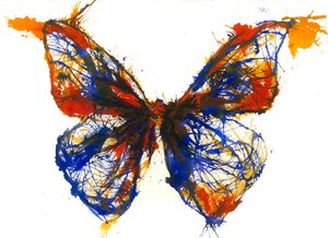 Blauer & orangefarbener Schmetterling, 2021
