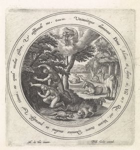 Adam und Eva verstecken sich vor Gott von Crispijn van de Passe (I)