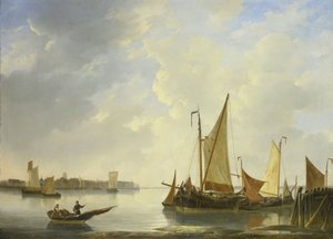 Blick auf Dordrecht von Papendrecht aus von Cristiaan Lodewijk Willem Dreibholtz