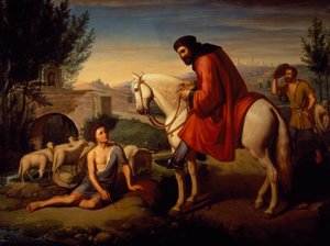 Domenico di Pacio beim Zeichnen von Schafen von seinem Meister Beccafumi entdeckt