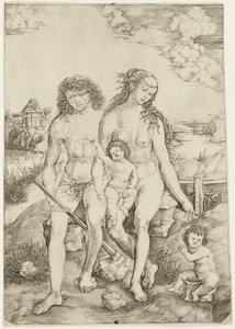 Adam und Eva mit den Kindern Kain und Abel von Cristofano Robetta
